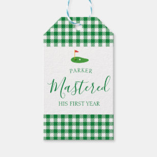 Eerste Jaar Eén Hole In One Groene Verjaardag Geme Cadeaulabel