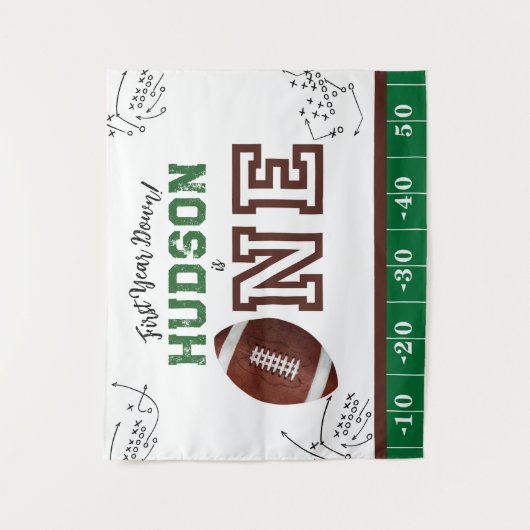 Eerste Jaar Football Verjaardag Achtergrond Wandkleed (Voorkant)