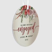Eerste jaar Ingaged Poinsettia Floral Kerstmis Ornament (voorkant)