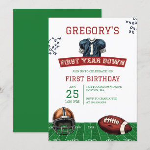 Eerste jaar naar beneden Football 1e verjaardag Kaart