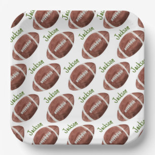 Eerste jaar naar beneden Football 1e verjaardag Papieren Bordje