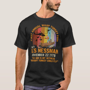 Eerste jaarlijkse WKRP-Thanksgiving Dag Turkije T-shirt