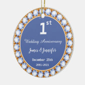 Eerste Jubileum diamant Aangepaste namen Keramisch Ornament (Links)