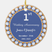 Eerste Jubileum diamant Aangepaste namen Keramisch Ornament (Achterkant)