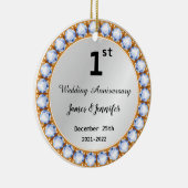 Eerste Jubileum diamant Aangepaste namen Keramisch Ornament (Rechts)