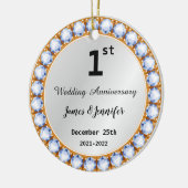 Eerste Jubileum diamant Aangepaste namen Keramisch Ornament (Links)