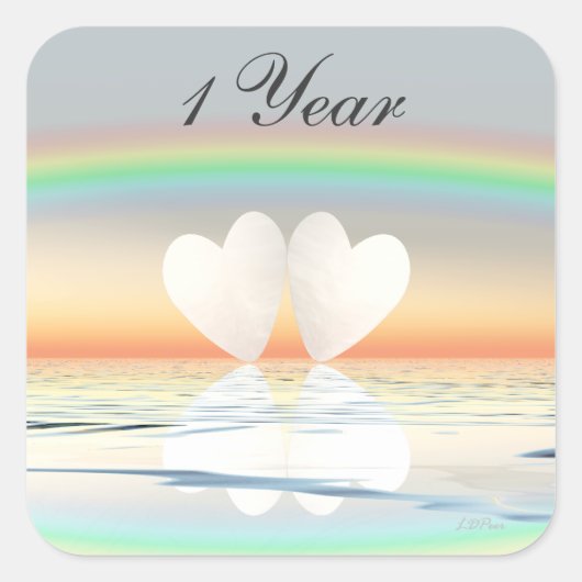 Eerste Jubileum papier Vierkante Sticker (Voorkant)