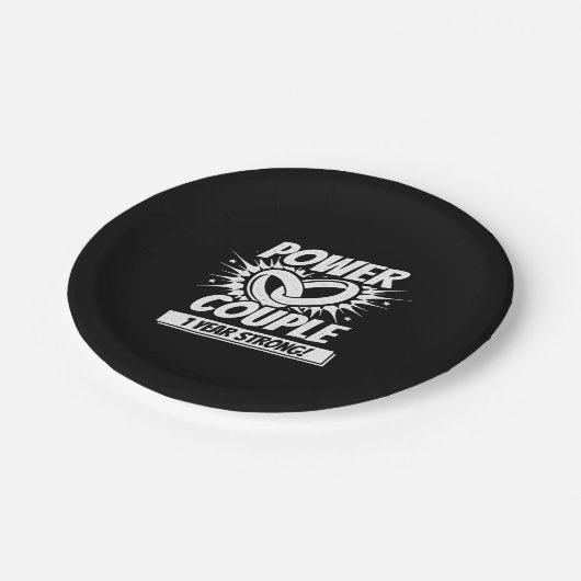 Eerste Jubileum paren gehuwd 1 jaar sterk Papieren Bordje (Gekanteld)