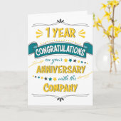 Eerste Jubileum werknemer Gefeliciteerd Word Art Kaart (Gele Bloem)