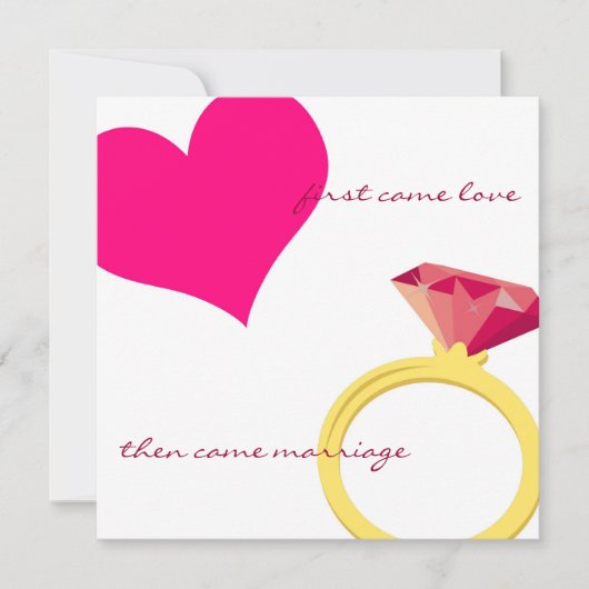 EERSTE KAMME LOVE-roze uitnodiging (Voorkant)