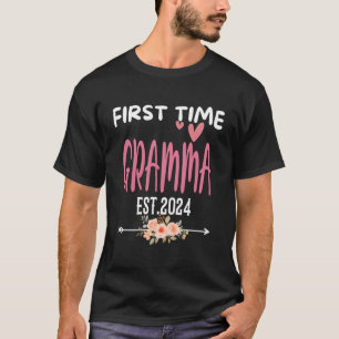 Eerste keer Gramma EST2024 Schattigee bloemdracht T-shirt
