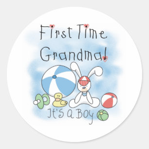 Eerste keer grootmoeder Baby Boy Ronde Sticker