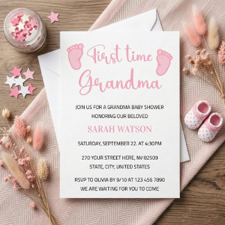 Eerste keer oma babymeisje voeten shower kaart