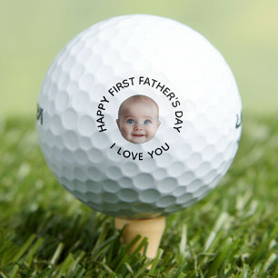 Eerste keer vader eerste Vaderdag gezichtsfoto bab Golfballen