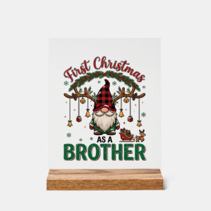Eerste kerst als broeder Gnome rendier slee Acryl Bord