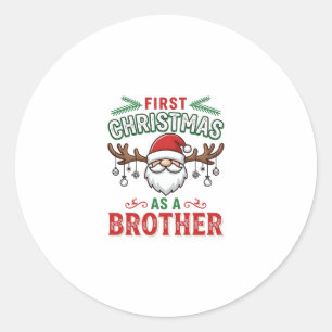 Eerste kerst als een broer Santa Gnome Ronde Sticker