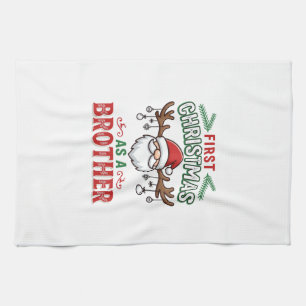 Eerste kerst als een broer Santa Gnome Theedoek