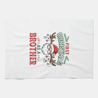 Eerste kerst als een broer Santa Gnome Theedoek