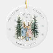 Eerste kerst als familie van drie baby's keramisch ornament (Achterkant)