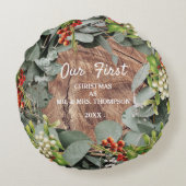 Eerste kerst als getrouwd stel als meneer & mevrou rond kussen (Achterkant)