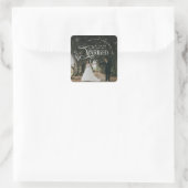 Eerste kerst als getrouwd stel foto van mijnheer e vierkante sticker (Tas)