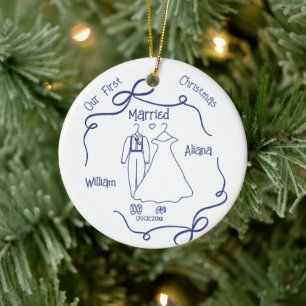 Eerste kerst als getrouwd stel Nieuwgetrouwd Keramisch Ornament