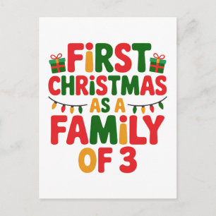 Eerste kerst als gezin van 3 grappige bijpassende feestdagenkaart