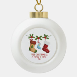 Eerste kerst als gezin van drie 2025 | Schattig Keramische Bal Ornament