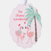 Eerste kerst als grootouder Cute Santa Flamingo Ornament Kaart (Links)