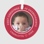 Eerste kerst als grootouders 2 foto rood ornament (achterkant)