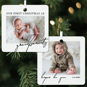 Eerste kerst als grootouders babyfoto metalen ornament