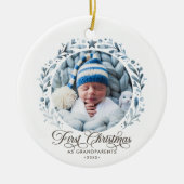 Eerste kerst als grootouders cut-out 2-foto keramisch ornament (Voorkant)