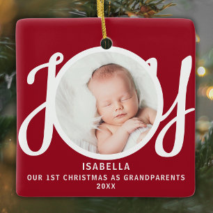 Eerste kerst als grootouders foto rode aandenken keramisch ornament