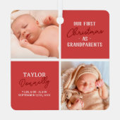 Eerste kerst als grootouders Foto rood Metalen Ornament (Achterkant)