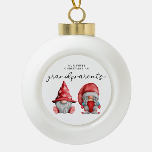Eerste kerst als grootouders Kerstfamilie Keramische Bal Ornament (Voorkant)