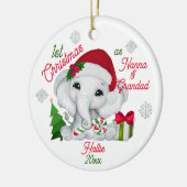 Eerste kerst als grootouders Schattigee olifant Keramisch Ornament (Links)
