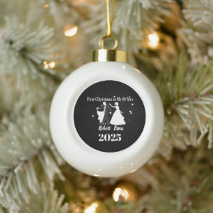 Eerste kerst als mijnheer & mevrouw 2025 gepersona keramische bal ornament