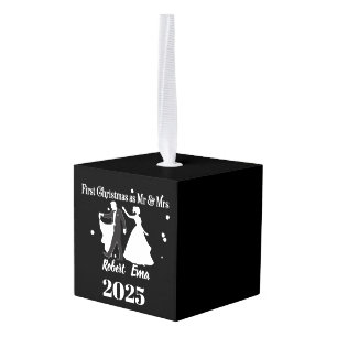 Eerste kerst als mijnheer & mevrouw 2025 gepersona kubus ornament