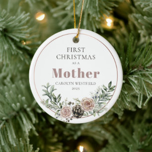 Eerste kerst als moeder Naam Jaar Keramisch Ornament