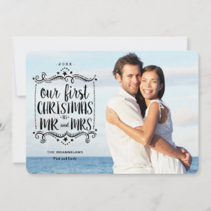 Eerste kerst als Mr en Mrs Holiday Photo Card Feestdagenkaart