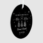 Eerste kerst als Mr en Mrs Modern Wedding Date Ornament (voorkant)