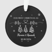 Eerste kerst als Mr en Mrs Modern Wedding Date Ornament (voorkant)