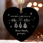 Eerste kerst als Mr en Mrs Modern Wedding Date Ornament