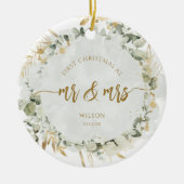 Eerste kerst als Mr & Mrs naam Keramisch Ornament (Voorkant)