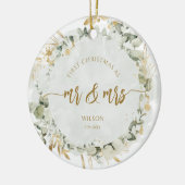 Eerste kerst als Mr & Mrs naam Keramisch Ornament (Links)