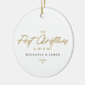 Eerste kerst als Mr & Mrs Pas getrouwd Photo Moder Keramisch Ornament (Links)