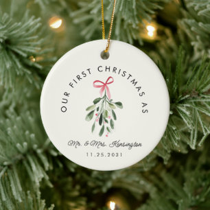 Eerste kerst als Mr & Mrs trouwfoto Keramisch Ornament