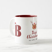 Eerste kerst als Mrs. Family Monogrammed Naam Tweekleurige Koffiemok (Voorkant links)
