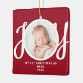 Eerste kerst als Nana Photo KeepSake Red Keramisch Ornament (Links)
