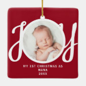 Eerste kerst als Nana Photo KeepSake Red Keramisch Ornament (Achterkant)